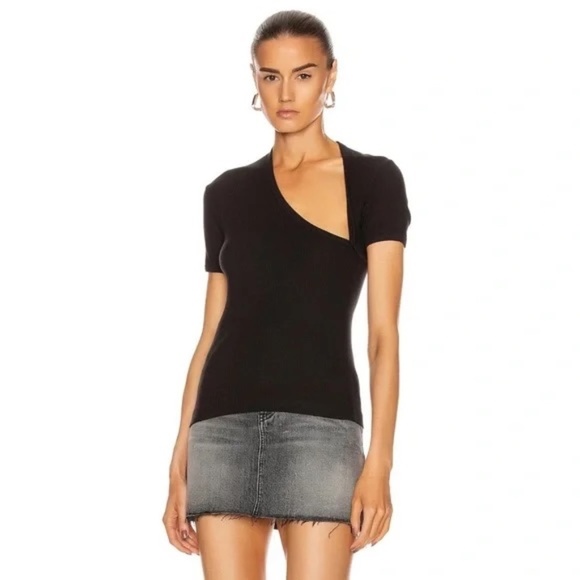 John Elliott Cut out One shoulder asymmetrical lightweight top t-shirt 1 XS S - Picture 2 of 5